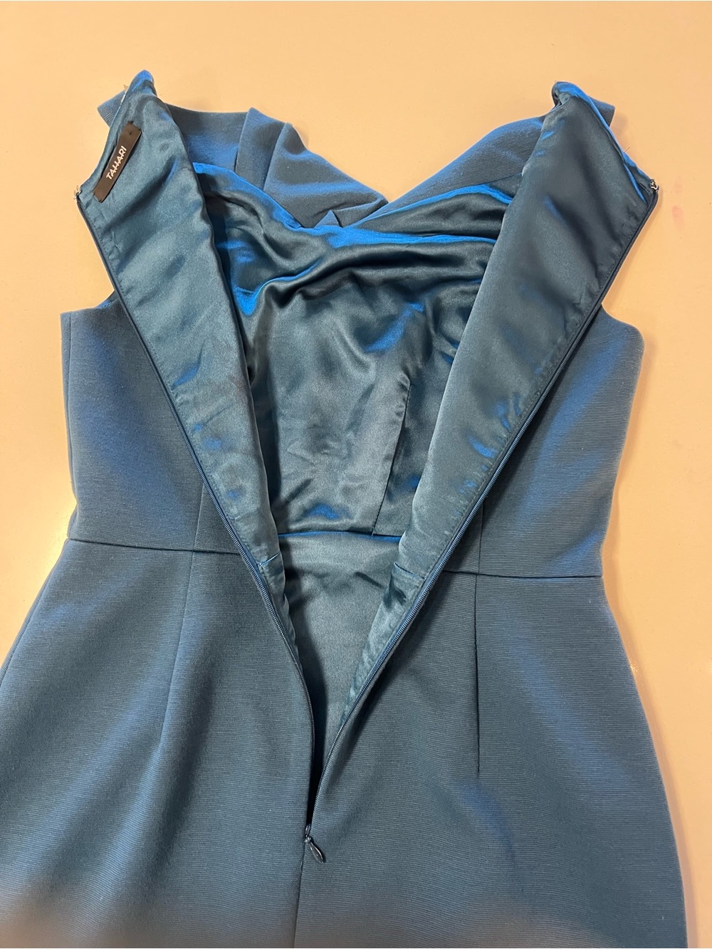 Tahari Sheath Dress Teal Draped Neck Workwear Career Professional Cocktail 📐4/6 - Picture 10 of 10